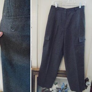 100% Italian Wool Hi-Rise Trousers w/ Side Pockets